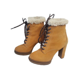 🆓 FREE DKNY camel/brown heeled ankle boot/bootie fleece lined sz 6.5 🆓